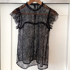 7 FOR ALL MANKIND Sheer lace top, XS